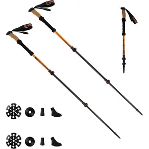 2 count Aerospace 7075  Collapsible Trekking Poles Shock-Absorbing & Adjustable 3-Section Hiking Sticks with Crok & EVA Grips Lightweight &  Flick Lock for  Terrains Hiking & Walking