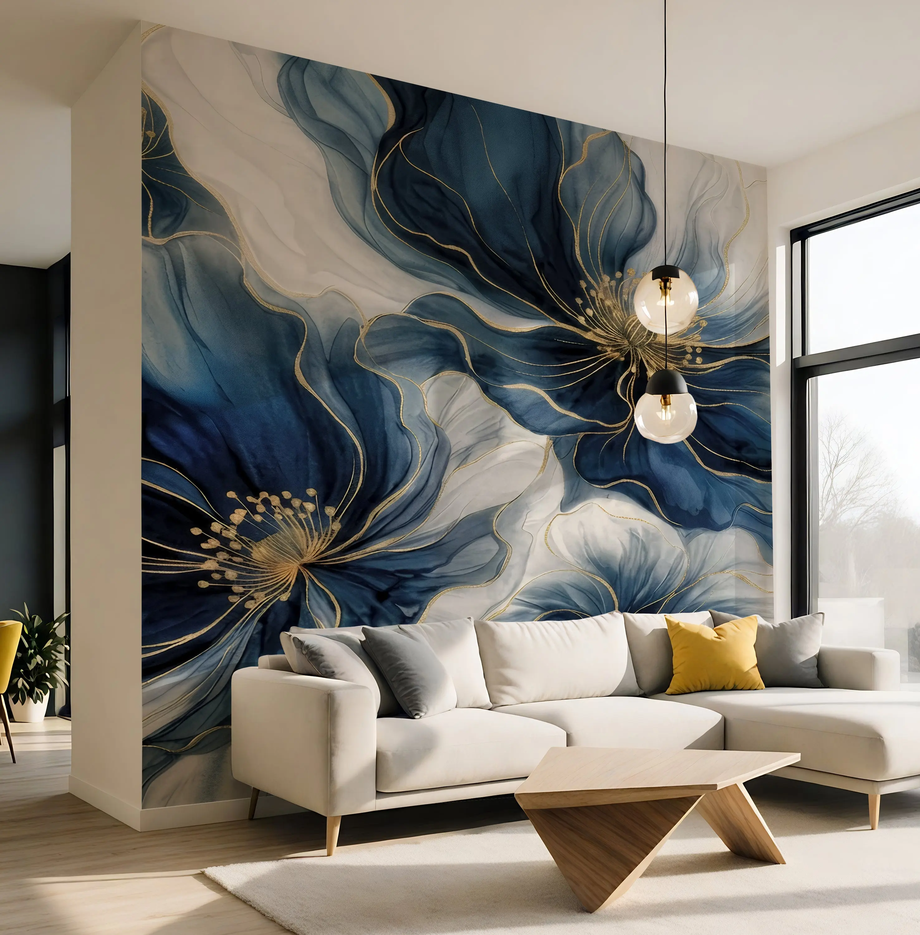 Midnight Bloom — Bold Florals Luxury Wallpaper Mural