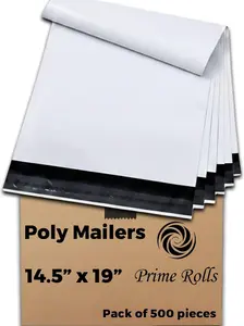 14.5 x 19 in Poly Mailers — 500 Pack Waterproof Self-Adhesive Shipping Bags for Clothes | Lightweight Shipping Envelopes for Small Business (White)