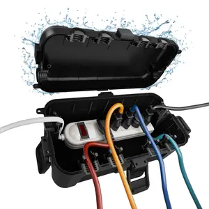 Flemoon Medium Outdoor Electrical Box (11.5x5.2x4 inch), IP54 Waterproof Extension Cord Cover w/6 Cable Entry Ports, Weatherproof Connection Box for Power Strip, Timer, Holiday Lights