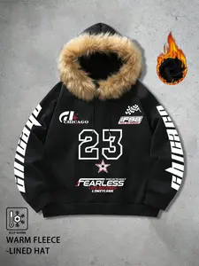 Heavyweight Parka Sweatshirt with Fur Collar, Winter Warm Streetwear, Oversized Thickened Insulation, Ideal for Extreme Cold Weather