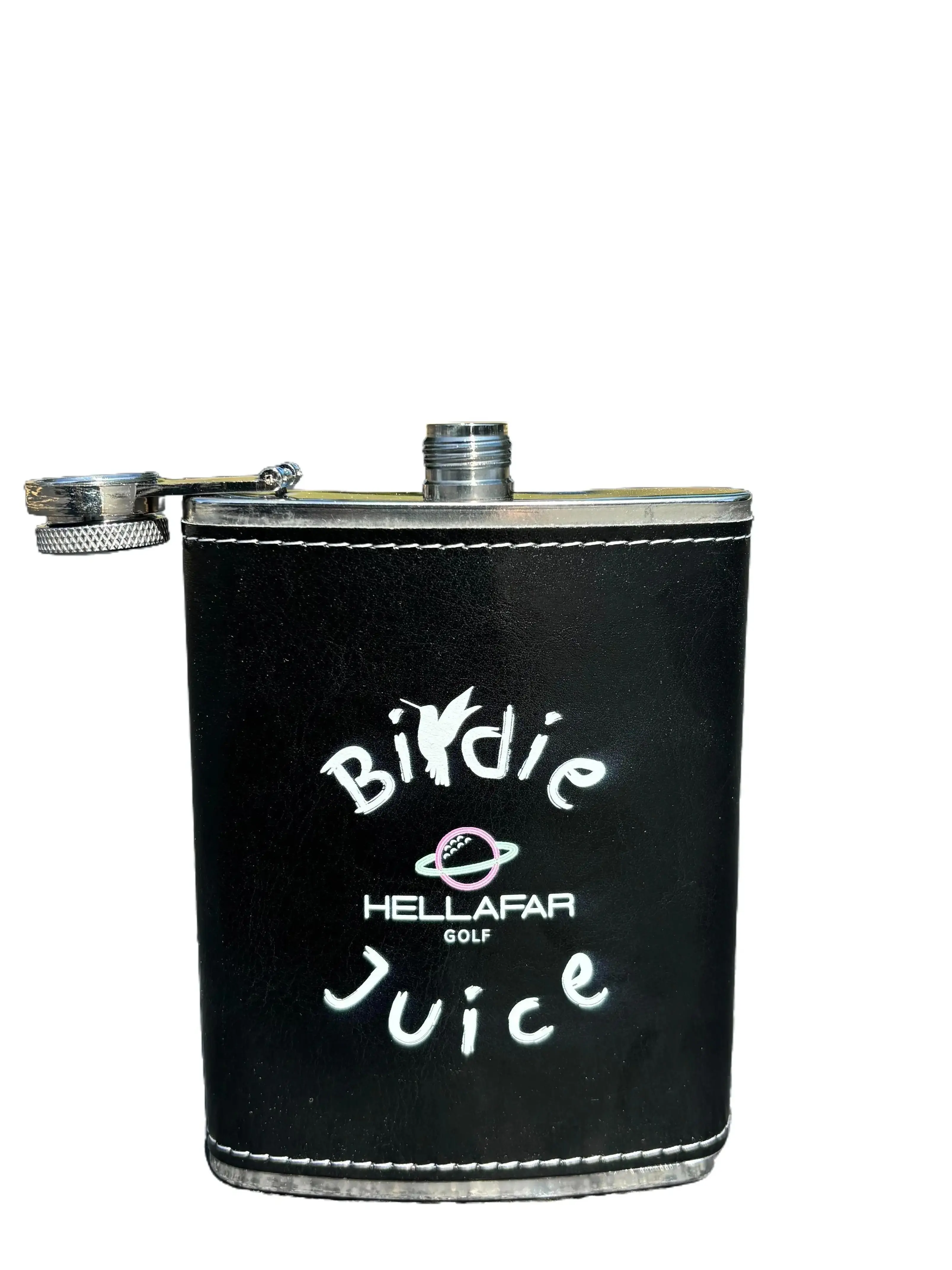 HELLAFAR GOLF Birdie Juice Flask, Stainless Steel Leatherette 8-Ounce Golf Bag Flask, Great Christmas, Birthday, Valentines Gift for Golfers