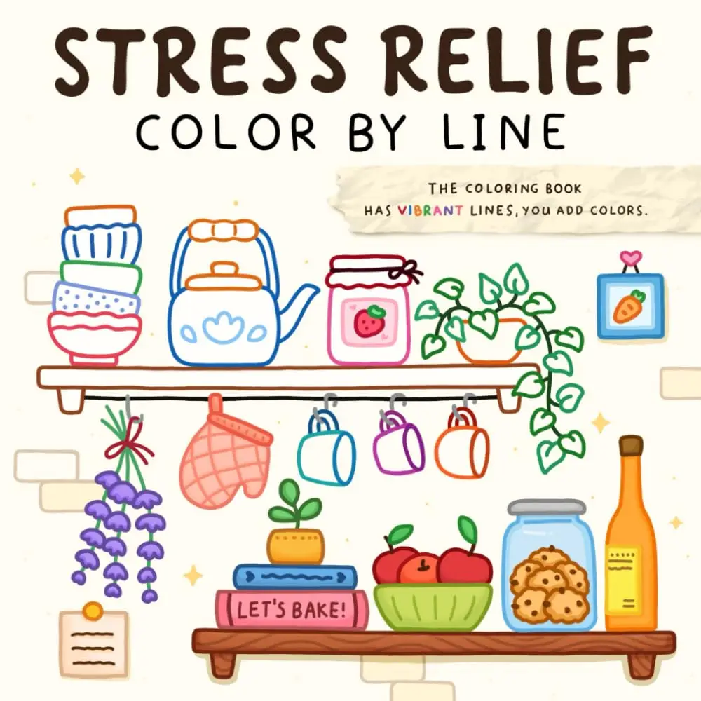 Color By Line: Coloring Book for Relaxation Featuring Vibrant Colored Outlines
