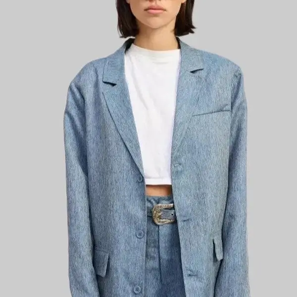 Boho Alana Oversized Denim Blue Blazer- Spring Lifestyle Look Casual Womenswear