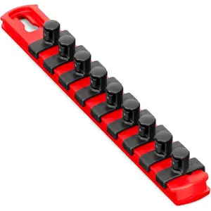 8411 8-Inch Socket Organizer with 9 3/8-Inch Twist Lock Clips, Red