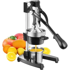 Cast Iron Juicer Hand Press for Lemon Pomegranate Lime Citrus Fruits with Stainless Steel Cup, Heavy-Duty Manual Juicer Press, Orange Crush Machine, Orange Juicer Squeezer, Easy , Black