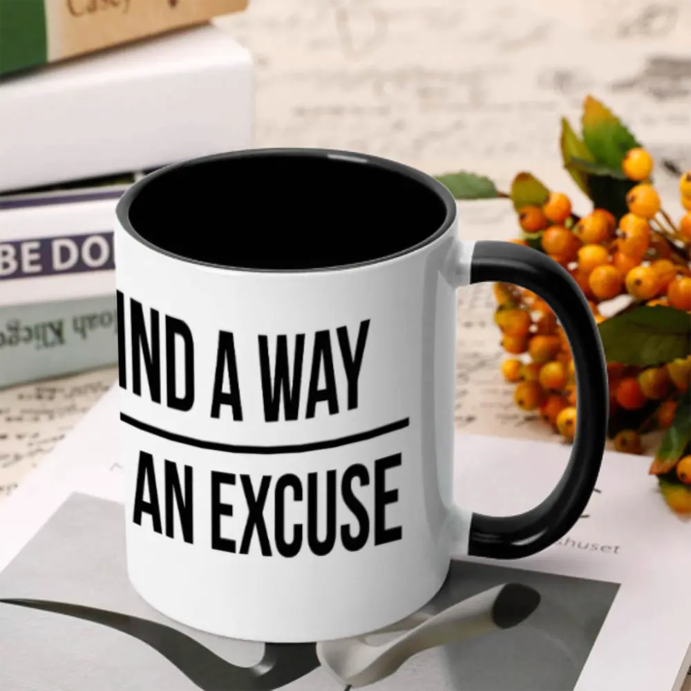 11oz Stylish 2-Tone Inner Color Reusable Washable Ceramic Coffee Mug - Inspirational Motivational Quote Lettering Aesthetic Coffee Cups, Entrepreneur Gift for Office Use