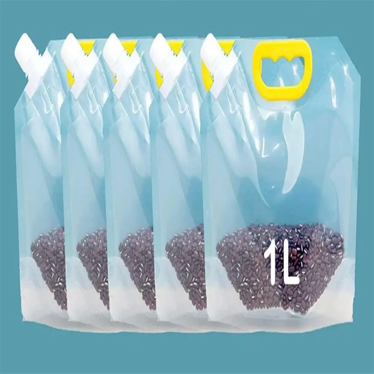 Grain Moisture-Proof Sealed Bag, Reusable Clear Grain Storage Suction Bags, Safe Waterproof Packaging Bags(5Pcs,2.5L)