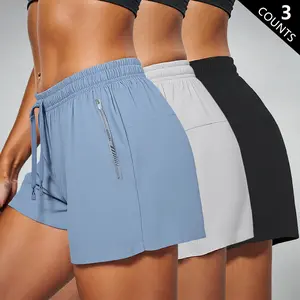 Women’s Summer Casual Sports Shorts 3-Pack – Stylish, Breathable Ice Silk, Elastic Waistband, Available in 3-inch/4-inch lengths, for Outdoor Running & Cycling