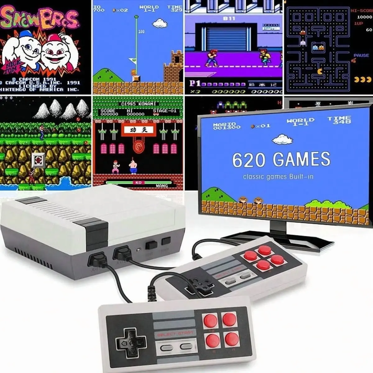 Entertainment System Retro Game Console - AV Classic Mini Video Game System with 2 Controllers  | Built-in with 620 Games