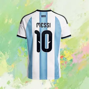 10# Messi 2026 Argentina Home Short Sleeve Soccer Jersey Blue and White Casual
