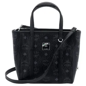 MCM Toni Visetos Coated Canvas and Nappa Leather Mini Tote Bag for Women in Black
