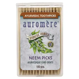 Auromere Ayurvedic Toothpicks, Neem Picks, 100 Pieces