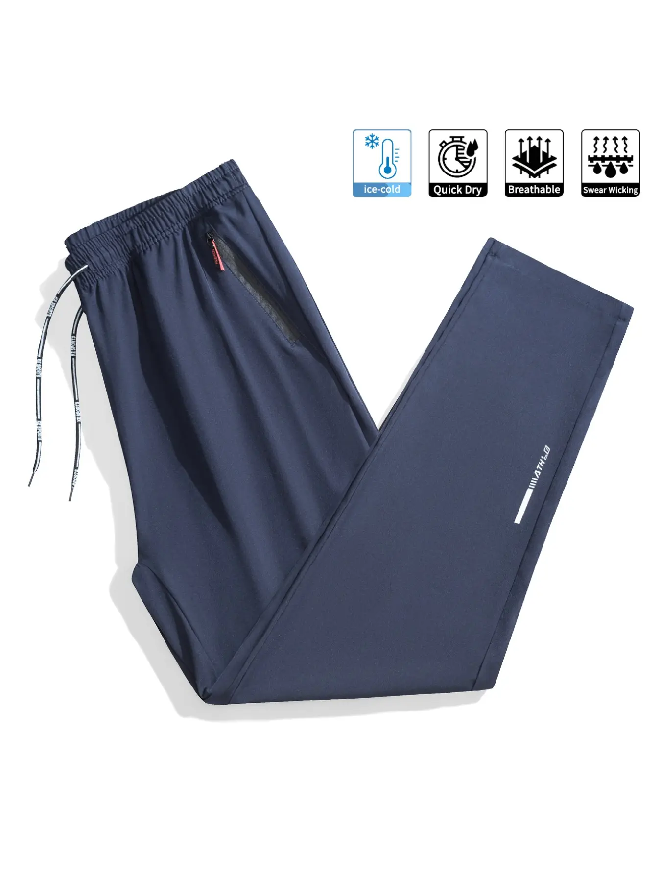 Men's Outdoor Jogging Pants, Adjustable Drawstring Gym Long Pants, Running Fitness Pants, Hidden Zipper Pocket, Polyester Knit Fabric, Spring & Fall Sports