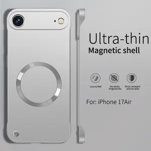 UltraThin Metallic Paint For Magsafe Magnetic Case For iPhone 17 Air 16 15 14 13 12 Pro Max Plus Frameless Cooling PC Hard Cover Cellphone Protection