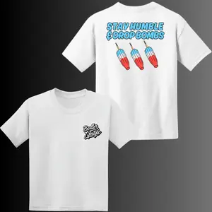 Stay Humble Drop Bombs T-Shirt, Funny Baseball Shirt, Baller Lifestyle, Game Day Outfit, Red White and Blue, Gift for Baseball Players, Gift for Boys Girls, Unisex Graphic Tee, Trending Tee