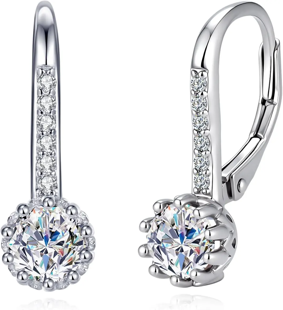 Women's 925 Sterling Silver 14K Gold-Plated D Color VVS1 GRA-Certified Moissanite Drop Dangle Leverback Earrings, Artificial Gemstone Jewelry Gift