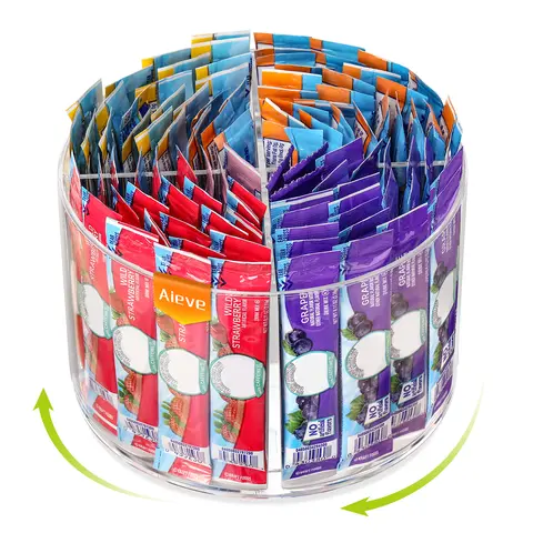 AIEVE Rotatable Transparent Acrylic Round Lazy Susan Organizer - 360° Quick Access Storage Organization, Multifunctional Countertop Hydration Station, Drink Packet Organizer for Home Pantry, Kitchen, Office