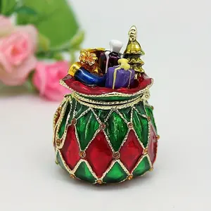 COZYhaven Home003 Handmade Pewter Enamel Christmas Gift Box - Festive Red and Green Decorative Trinket Holder with Magnetic Closure, Ideal for Holiday Ornaments and Small Keepsakes, Christmas Accessories