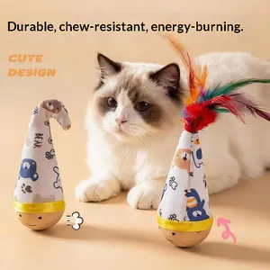 Cat Balancing Toy, Self-Amusement Cat Toy, Energy-Consuming Feathery Stacker Ball, Essential Pet Gear for Kitties