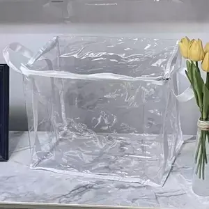 2-Piece Heavy-Duty Transparent Storage Box, Flip-Top Design, Foldable Organizer, Large Rectangular, Space-Saving, Durable Plastic Container