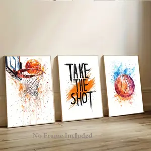 3pcs/set Basketball Canvas Art Set - "Take the Shot" Inspirational Unframed Art Print Posters with Vibrant Basketball Designs