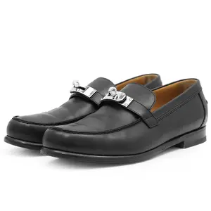 Pre-owned HERMÈS Calfskin Small Leather Goods Hermes Destin Loafers