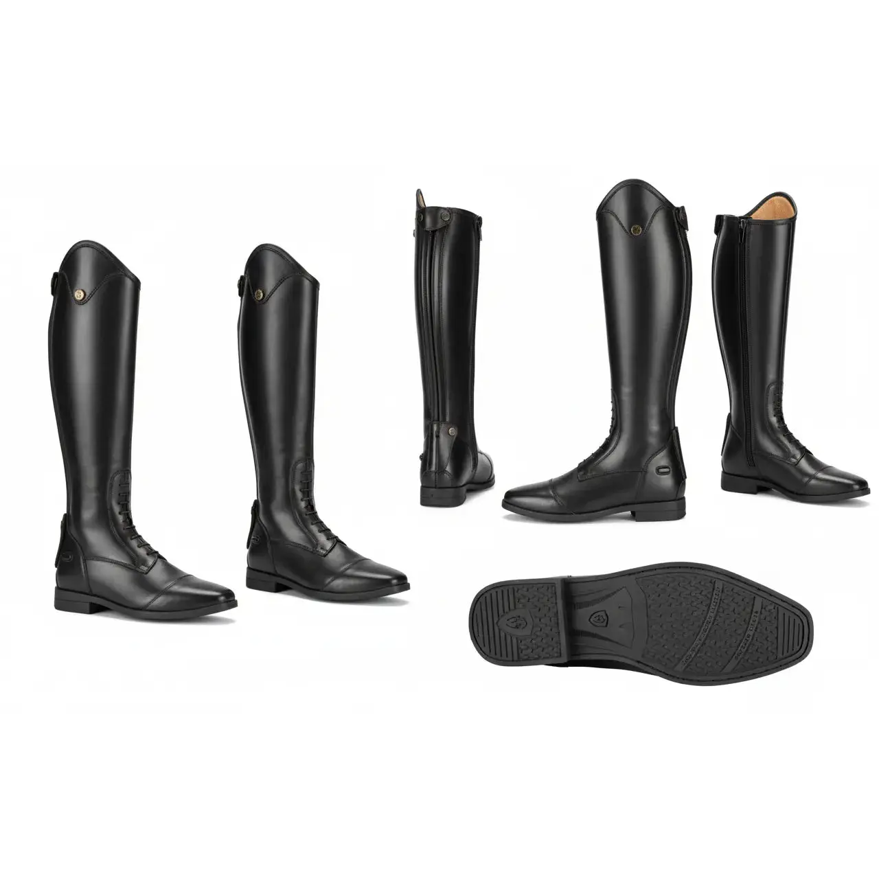 Shires Moretta Ortona Riding Boots - Black, Standard Fit, Milled Cow Leather Dressage Cut
