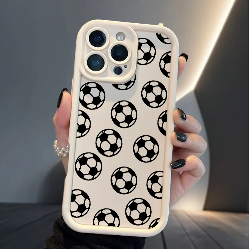 Soft Silicone Soccer Ball Cellphone Case with Pocket for iPhone 17/16/16e/16 Plus/15 Air/14/13/12/11 Pro Max/X/XS, Custom Multi-Model, Full Coverage Protection, Shockproof, Rugged, Durable, Pocket-Friendly Mobile Accessories Shell, Iphone 16 Plus