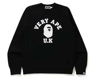 Bape Very Ape UK Black College Crewneck Sweater Size Medium