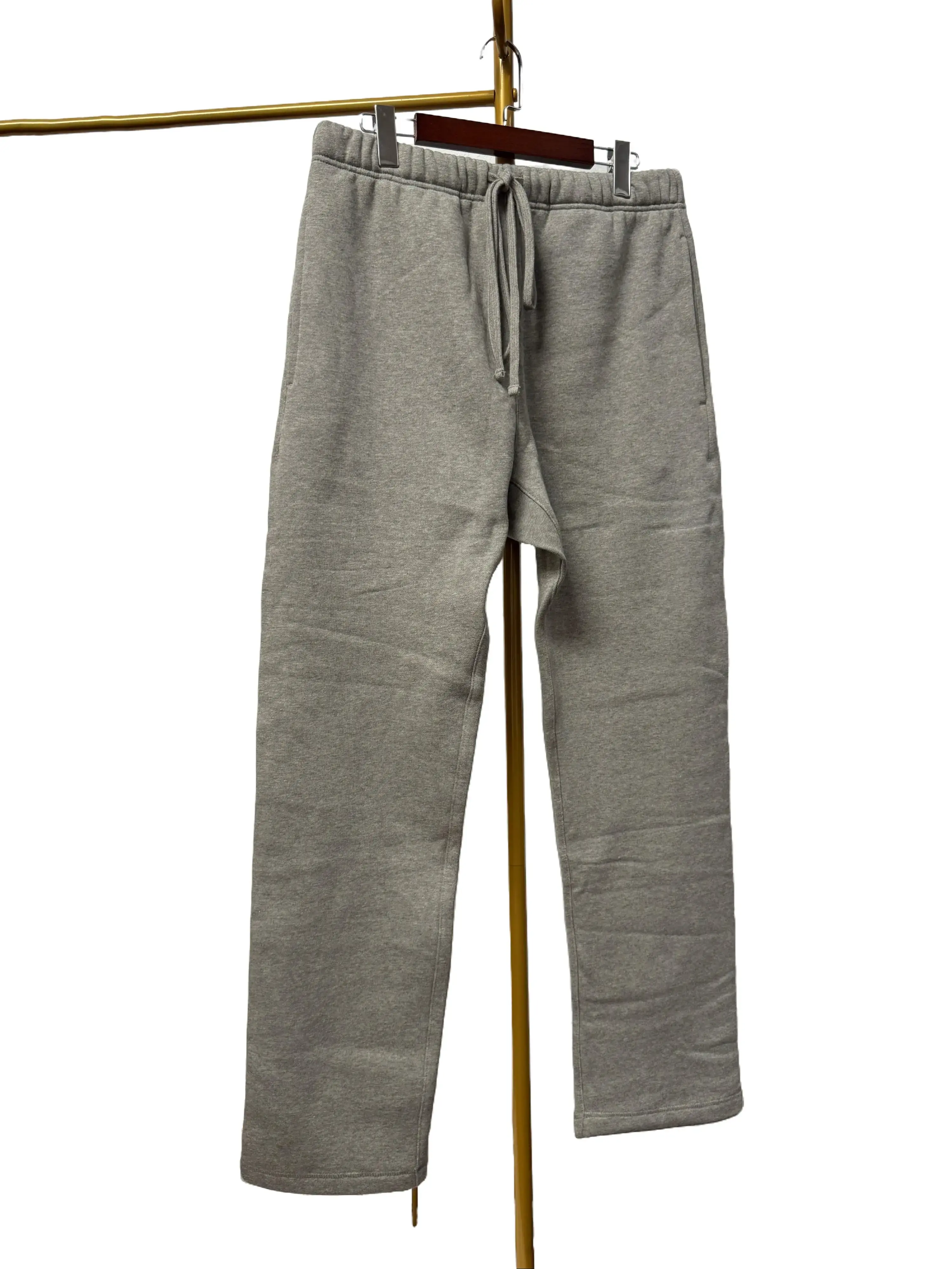 Men's Heather Dark Oatmeal Oversized Heavyweight Ultra-Soft Fleece Uncuffed Relaxed-Fit Sweatpants, Casual Athleisure Bottoms for Everyday Wear, Sports Use