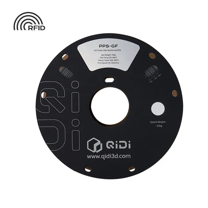 QIDI PPS-GF20 3D Printer Filament, 1.75mm Glass Fiber Reinforced High-Temp No-RFID-Chip Option, 240°C Heat Resistant, Flame-Retardant, Chemically Resistant, 750g (2.2lbs) Spool, Compatible with Most FDM Printers for Aerospace, Automotive Manufacturing, Hi
