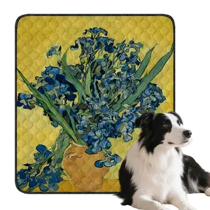 Reusable Pet Urine Pad, Non-Slip Training Mat for Small Dogs and Cats, Easy to Clean, Indoor Outdoor Use, Iris Flower Style