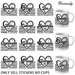 12 Pieces of Black and White Twelve Zodiac Design UV DTF Sticker, Waterproof Stickers, UV DTF Transfer Paper For Arts and Crafts, DIY Decorating, Easy To Paste, Durable and Versatile For Cups, Bottles, Laptops