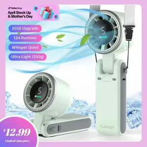 PLAYHOT Portable Handheld Turbo Fan, 5 Gear Wind, Battery Operated, Up to 12 Working Hours, 3 IN 1 Hand Fan with Air Turbo Tech Cooling Fan for Outdoor Activities, Travel, Working