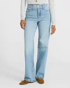 Express High Waisted Light Wash Relaxed Straight Jeans
