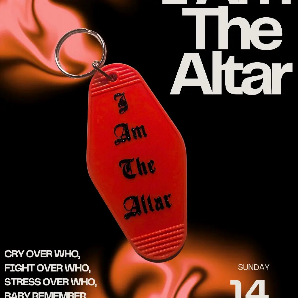 I Am The Altar Keychain - Red Motel Style Keychain with Inspirational Message for anyone who forgets how powerful they are.