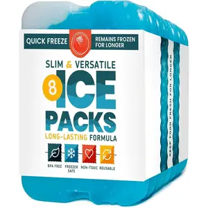 Ice Packs for Lunch Boxes & Coolers - Freezer Packs -  Cool Pack| Cooler Accessories for Beach, Camping & Fishing| Slim & Long-Lasting  Ice Pack for Cooler