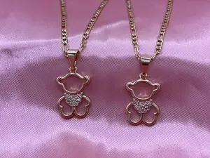 Gold Plated Bear Pendant & Chain for Valentine's Day