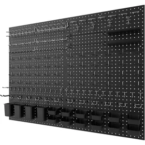 Metal Peg Board Kit with 1/4" Pegboard Accessories, 6 Pack 12"X24" Pegboard and 264 count Extra Thick Pegboard Accessories,Wall Organizer Peg Board Panels Tool Organizer Storage System (Black)