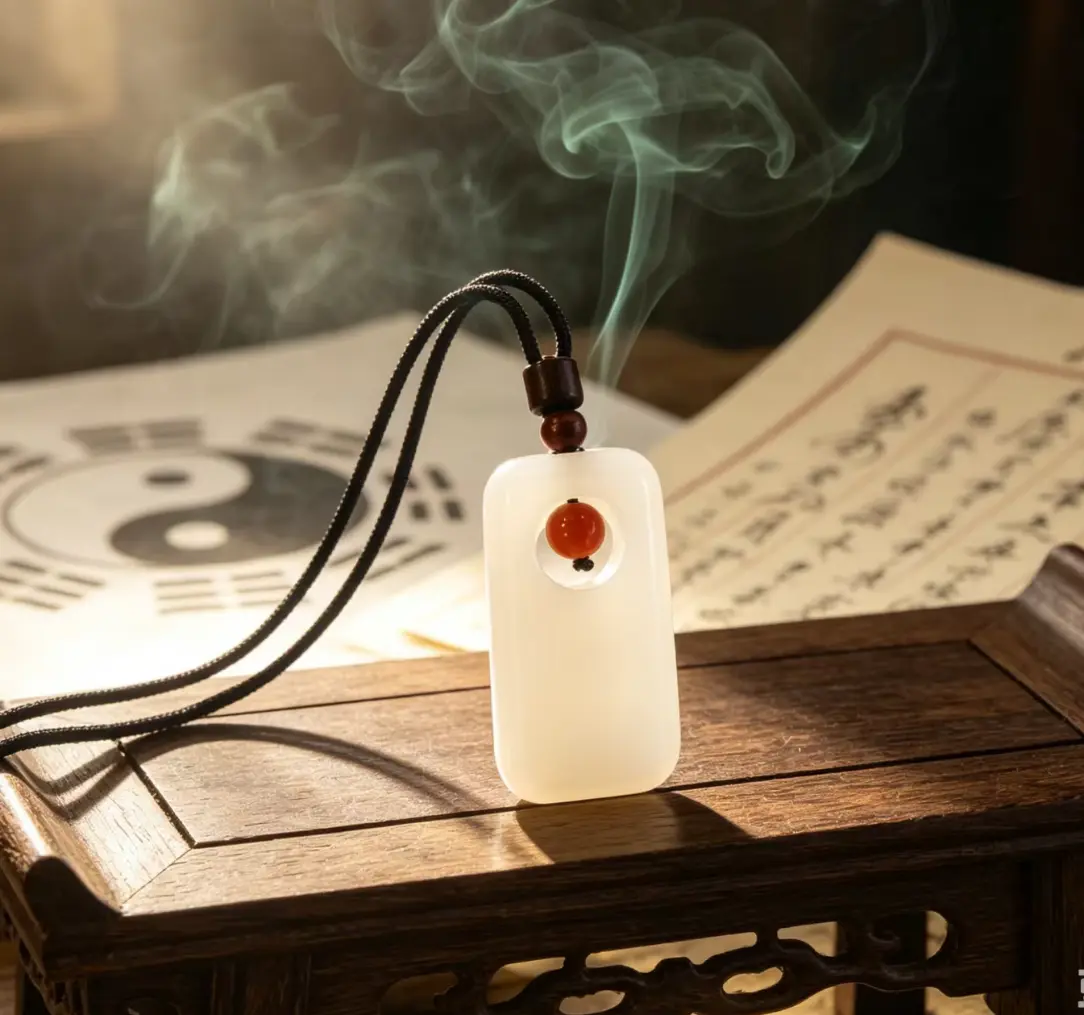 Taoist Path to Serenity Hetian Jade Pendant - Grounding & Protection
