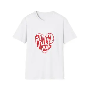 Punch Nazis Unisex heart Shirt, Political Clothing, ACAB Shirt