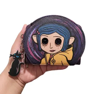Coraline Wallet - Character Design with Cat Keychain, Zipper Closure, and Colorful Details