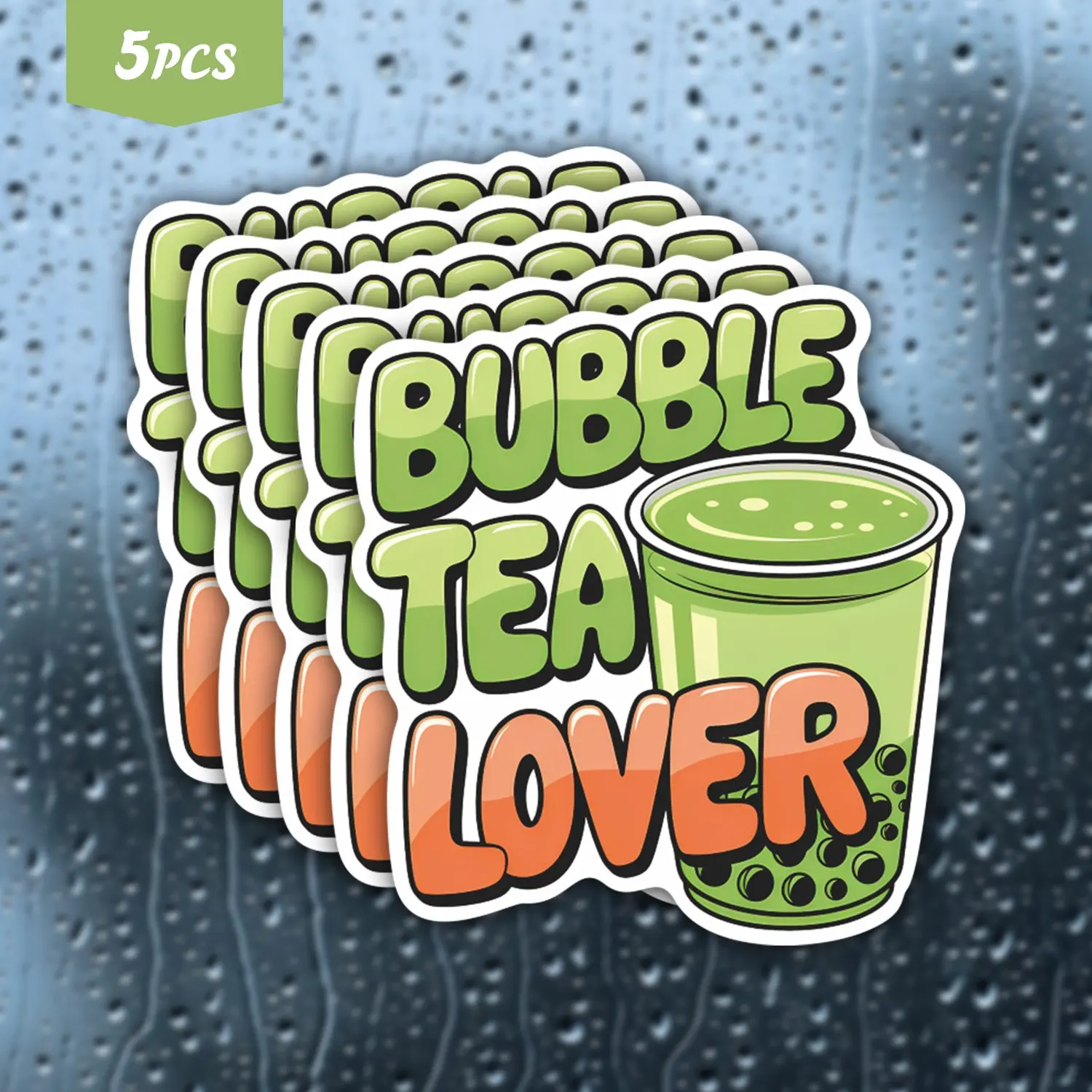 5Pcs "Bubble Tea Lover" Matcha Boba Cartoon Vinyl Sticker for Water Bottles, Laptops & Phone Cases - For Boba Fans & Matcha Lovers