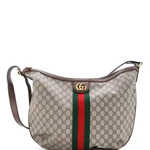 Pre-owned GUCCI Canvas Coated Shoulder Bags Ophidia Half Moon Hobo GG Coated Canvas Large by Rebag