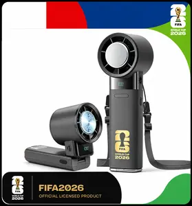 Official FIFA World Cup 2026 Mini Portable Handheld Fan with Ice Cooling, 100-Speed Rechargeable Turbo Fan, Mini Personal Fan for Soccer Games, Travel, Camping & Outdoor use