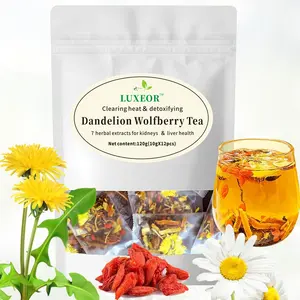 Dandelion Wolfberry Tea Bags (12 Bags) for Kidneys & Liver Health | Natural Herbal Tea | Contains Chrysanthemum, Cassia Seed, Licorice | With Orange Peel, Gardenia | Organic Dandelion Root Tea | 1 Pack