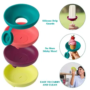 Reusable Silicone Ice Pop Holder, Portable Silicone Drip Catcher for Ice Cream Cones, Drip Catcher Mess-Free Cone Guard Summer Must Haves