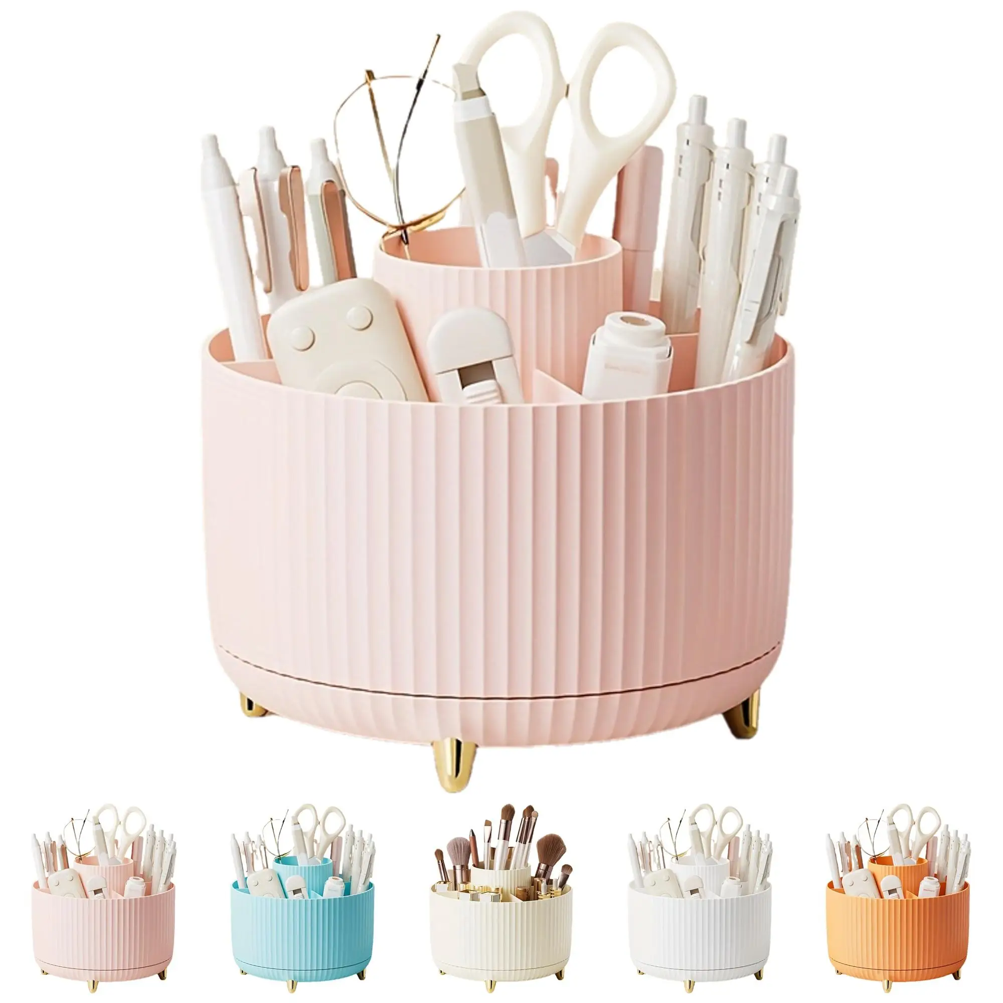 Rotating Desk Organizer, Large Capacity Pen Holder, Makeup Brush Storage Box, Desk Organizer for Home Office, Office Stationery & Supplies