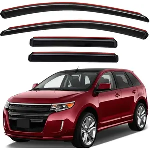 Lightronic Extra Durable Clip-on in-Channel Auto Vent Window Visors, Fits 2007-2014 Ford Edge & 2007-2015 Lincoln MKX, UV Protection Rain Guards, Original Wind Deflectors, Smoke, 4-Pcs